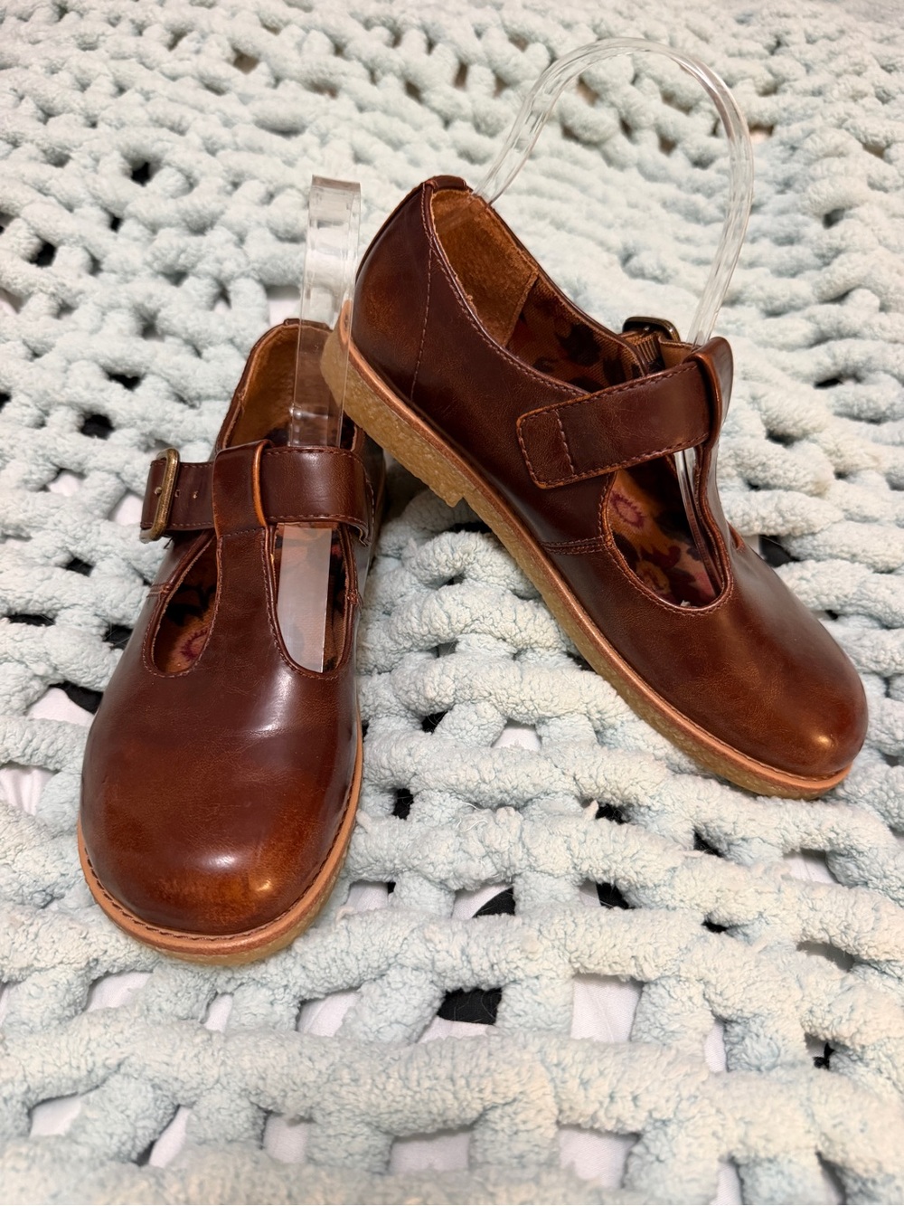 b.o.c. Brown Leather T-Strap Mary Janes Sz 7